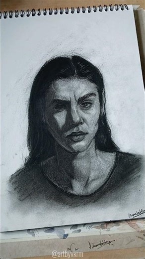 Portrait by charcoal #realism #charcoal