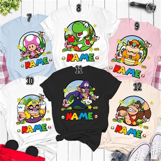 Super Mario Shirt, Super Mario Birthday Shirt, Super Mario Family Shirt, Mario & Friend Party Matching Tee, Mario Family Shirt, Mario Gift - Etsy