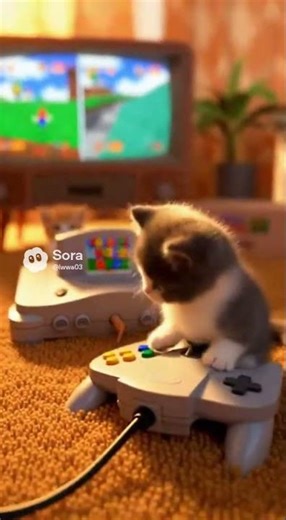 Kitten Playing The 90's game(AI Movie) Pt,54 😺 | Made by Sora 2 AI