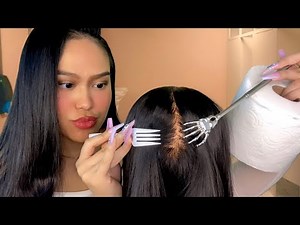 ASMR WEIRD Girl From Class Gives U Lice Check, Scalp Scratch + Face Massage (OBSESSED w/ ur hair 😍)