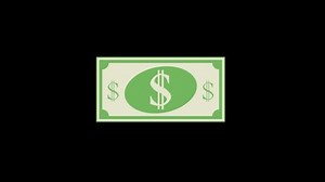Flying cartoon dollar bill, HD animation