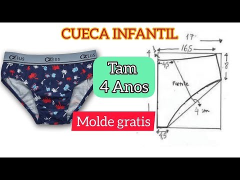 Cueca Infantil TAM 4 Anos. Molde Grátis COMO FAZER CUECA INFANTIL
