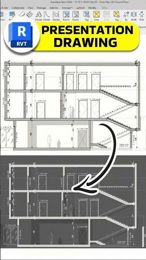 Revit Presentation Drawing | No Photoshop #revit #architecture #bim