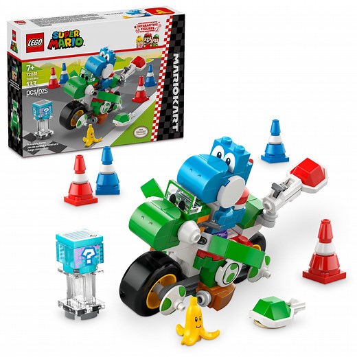 LEGO Super Mario: Mario Kart Yoshi Bike - Building Toy Set for Kids, Boys and Girls, Ages 7 - Mario Kart Toy for Fans with Blue Yoshi - Gift Idea for Birthdays - 72031