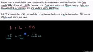 Setting up a system of linear equations example (weight and price)