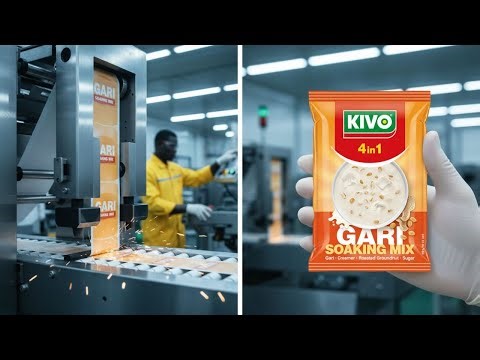 Inside the Kivo Gari Mix Factory: How Ghana's 4-in-1 Instant Gari Mix Snack is made
