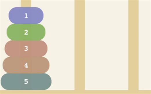 汉诺塔 5层攻略31步