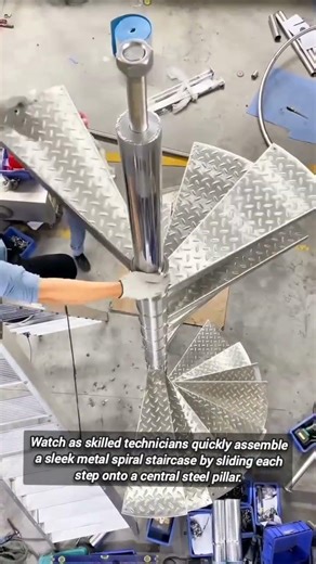 Rapid Assembly Of A Modern Metal Industrial Spiral Staircase