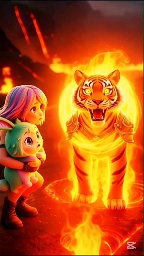 The fire shield 🔥🌋 #shorts #viral #aianimation #tiger #fire #lava #tairo #cartoon #fantasy #cute