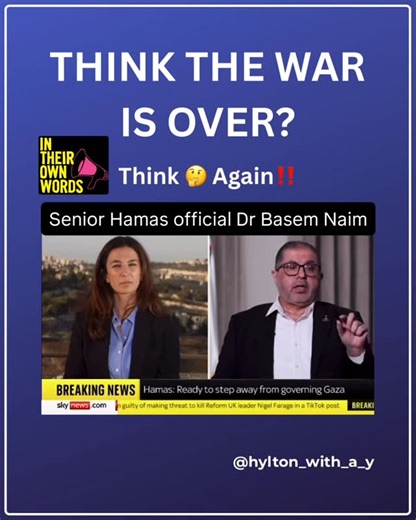 Hylton with a Y on Instagram: "🚨BREAKING Senior Hamas official Dr Basem Naim - Until the existence of a Palestinian state the armed resistance will continue and is justified. Hamas remains on the ground - not only in Gaza but also in the “West Bank” Jerusalem & the diaspora. While western leaders pat themselves on the back basking in their own delusional glory - Hamas & other terrorists will continue to do everything in their power to annihilate Israel from the river to the sea. @mosabhassanyou