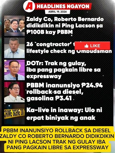 PBBM INANUNSIYO ROLLBACK SA DIESEL ZALDY CO ROBERTO BERNARDO DIDIKDIKIN NI PING LACSON TRAK NG GULAY
