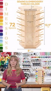 Hexagon Thread Holder Stand, 72-Spools Wooden Embroidery Thread Organizer, Smooth Organizer Racks for Spools of Sewing, Bobbins - Quilting, Hair-braiding and Jewelry Storage(360° Rotating)
