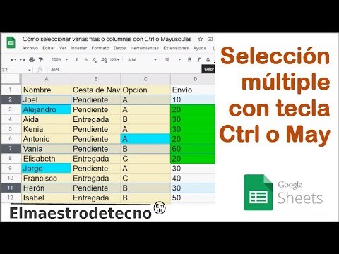 Cómo seleccionar varias celdas, filas, columnas con tecla Ctrl o May en hoja de cálculo