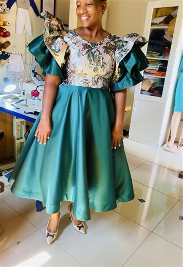 Custom Wedding Dresses with Brocade Fabric in Botswana