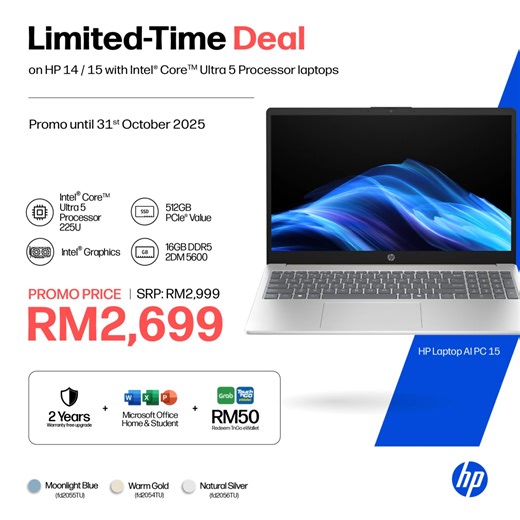  Power meets style! Upgrade to the HP 14 / 15 with Intel Core Ultra...