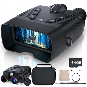 4K Night Vision Goggles, Infrared Night Vision Binoculars with HD Video and Photo Modes, 64GB Card, 10000mAh Battery, 3.99" HD Screen Binoculars for Adults Hunting Camping