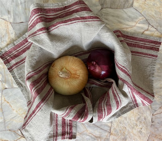 Red Ticking Stripe Linen Tea Towel: Large French Rustic Kitchen Towel - Etsy
