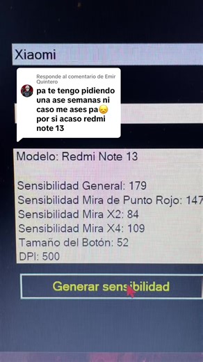 Sensibilidad para Free Fire en Xiaomi Redmi Note 13