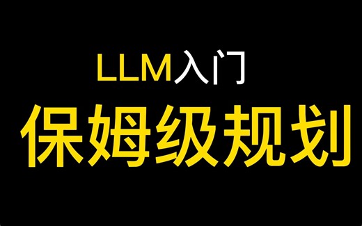 LLM入门，保姆级规划