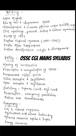 OSSC CGL MAINS SYLLABUS.