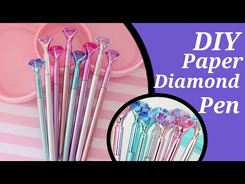 How to make cute diamond pen with paper / Homemade diamond pen / Homemade pen / Pen decoration ideas