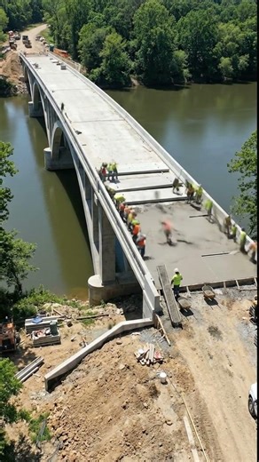River Crossing → Modern Bridge 😳 Construction Timelapse #river #road