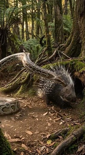 Porcupine vs Giant Python – Real Wildlife Battle Caught on Camera! #shorts #wildlife