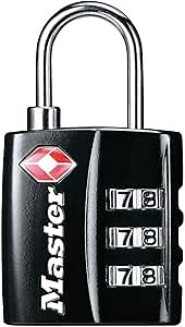 Master Lock Black TSA-Approved Luggage Lock with Wide Lock Body and Thin, Durable Steel Shackle, Zipper Lock for Backpacks, Luggage, 4680DBLK