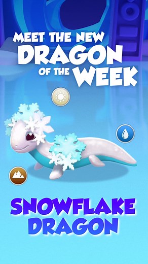 🌟 Introducing the enchanting Dragon of the Week - the Snowflake Dragon! 🐉✨ Born from the magical union of the Rogue Dragon and Lightfish Dragon, this frosty marvel is ready to grace your dragon collection❄️🔮 Don't miss the chance to add this majestic creature to your lineup! | Dragon Mania Legends