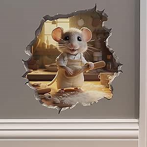 Home Baker Mouse Wall Hole Decal - Removable Mouse Sticker with 3D Effect