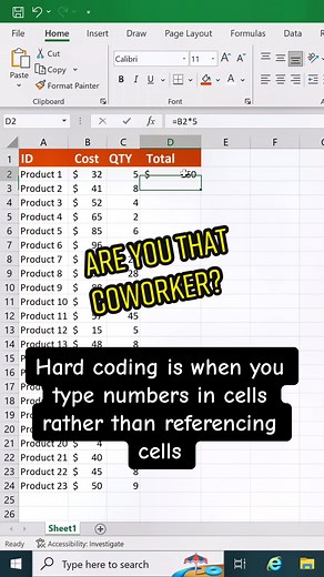 Avoid Excel Errors: Reference Cells, Not Numbers!