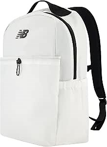New Balance Essentials Laptop Backpack, Casual Commuter Travel Bag for Men and Women, White, 17.5 Inches