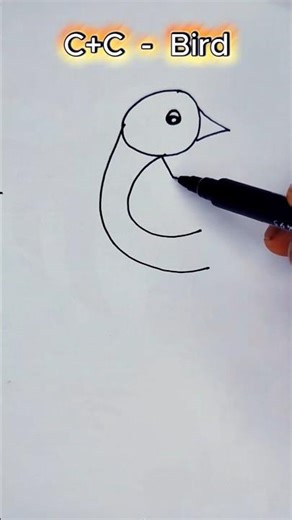 Bird Drawing Using Letter C 🐦 | Easy Letter Drawing Trick #drawing
