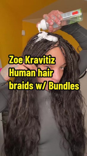These zoe Kravitz braids with human hair bundles are fire. I will always do this hairstyle when it comes to a boho braid hairstyle. The human hair gives it a super soft feel and som comfy on the head! #zoekravitzbraids #microbraids #braidswithbundles #bohobraids #zoekravitz #braidstutorial #protectivestyles #vacationhair