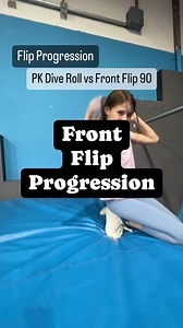 Flip Progression: Front Flip ⬇️ 1) forward roll 2) roll on block 3) roll on mat no hands 4) roll on higher block 5) front flip to bottom 6) front flip to foam pit/water 7) front flip landed on soft Do your kids want to learn how to flip? Follow along for tutorials and inspiration | Freedom In Motion