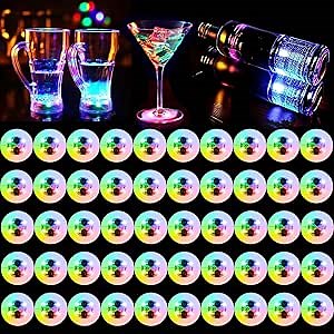 50 Pcs Light Up Coasters for Drinks, Colorful LED Coasters Sticker Lights, LED Bottle Lights for Liquor Bottles,Home Bar,Club,Party,Wedding Decor
