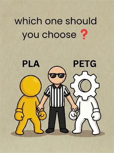 PLA or PETG? It really depends on what you’re printing. PLA is usually the easier choice when you want clean prints, sharper details, and a smoother beginner-friendly experience. PETG is the better choice when your part needs more toughness, better impact resistance, and better heat resistance. 🔥 So don’t think of PETG as simply “better PLA.” They’re made for different jobs. Choose PLA when you want easy, clean prints. Choose PETG when you need tougher functional parts that can handle more stre