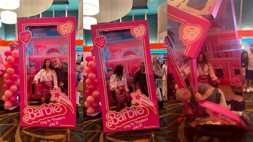 Homem viraliza ao derrubar cenário inspirado na caixa da boneca Barbie