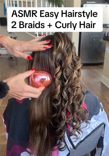 ASMR Easy Hairstyle: 2 Braids Up Curly Hair Down Tutorial