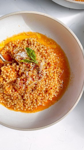 Nadia Aidi | Tomato Pastina 🍅(Acini Di Pepe)…so cozy, comes together in one pan in 20 min! Everyone in my family was a fan 🫶🏻. Tip: don’t be scared of... | Instagram