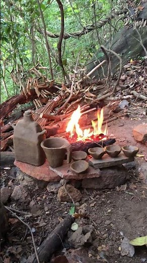 🔥 I Made a Primitive Clay Oil Lamp and Lit Up a Dark Cave!#forest #handmade #clayart