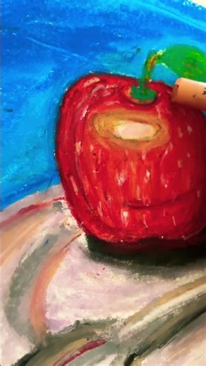 #realisticart I tried drawing realistic apple with oil pastels #art #oilpastel