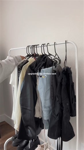 Organizing a clothes rack with velvet hangers