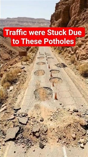 🤯 Traffic were stuck due to these potholes unless it fixed 🛣️💥 #india #timelapse #construction #ai