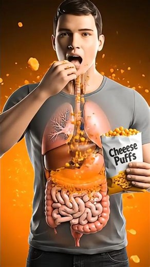 What Happens When You Eat Cheese Puffs? #facts #3danatomy #cheesepuffs