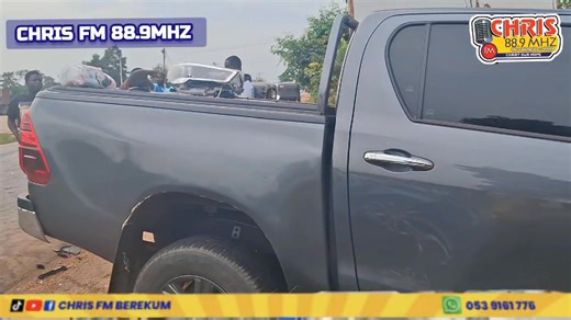 A Venza car was involved in a collision with a Toyota Hilux at Berekum Kato. Chris Berekum Chris FM Berekum London Bee Asomah Ernest Williams | Chrisfm Berekum