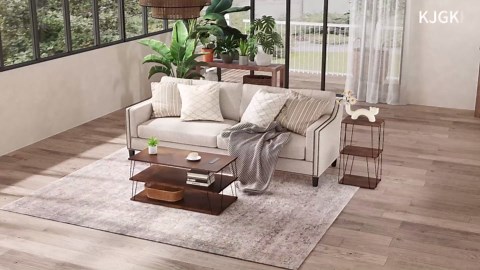 Coffee Table, 40" Center Table with Storage Shelf, Rectangle Coffee Table, for Living Room, Toolless, Easy Assembly, Simple Style, Rustic Brown (Classic)