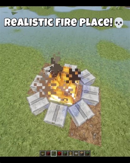 Minecraft Realistic Fire Place Build! 🔥(MONTAGEM FUEGO) #shorts #minecraft