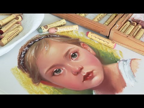 Oil pastel portrait painting using Sennelier oil sticks