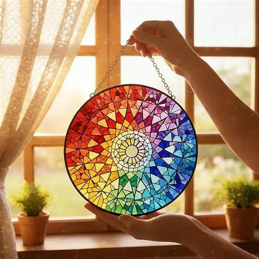 Rainbow Stained Glass Suncatcher,colorful Mosaic Window Hanging Art,chakra Sun Catcher Ornament,spiritual Wall Decorunique Housewarming Gift - Etsy UK